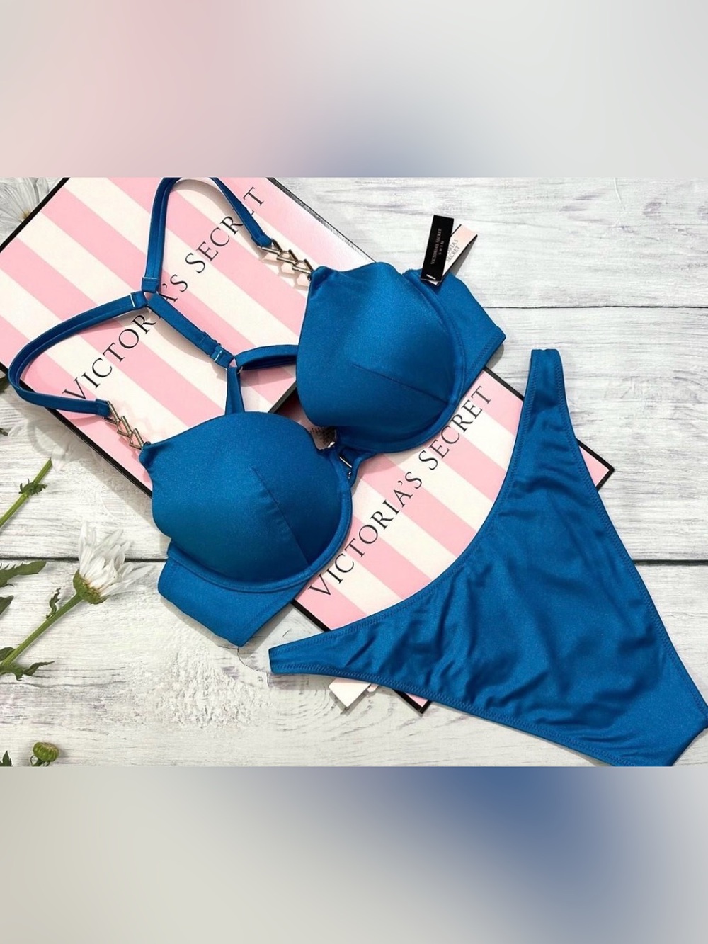 Victoria’s Secret Swim Metal Chain Push-Up Bikini Set. 40D XL